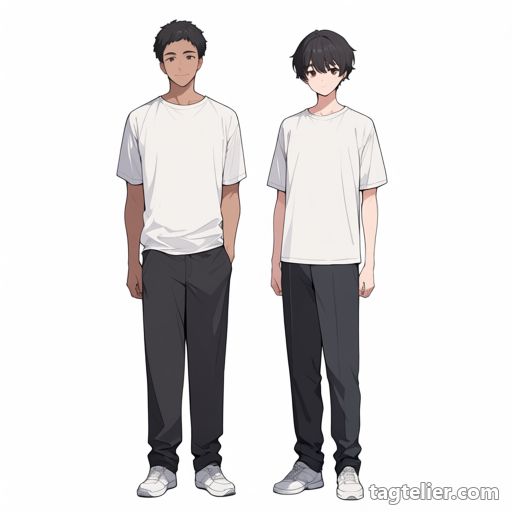 男の子2人（2boys）で生成したAIイラストの見本