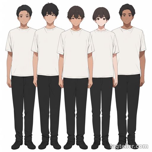 男性5人（5boys）で生成したAIイラストの見本