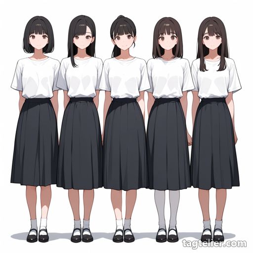 女の子5人（5girls）で生成したAIイラストの見本