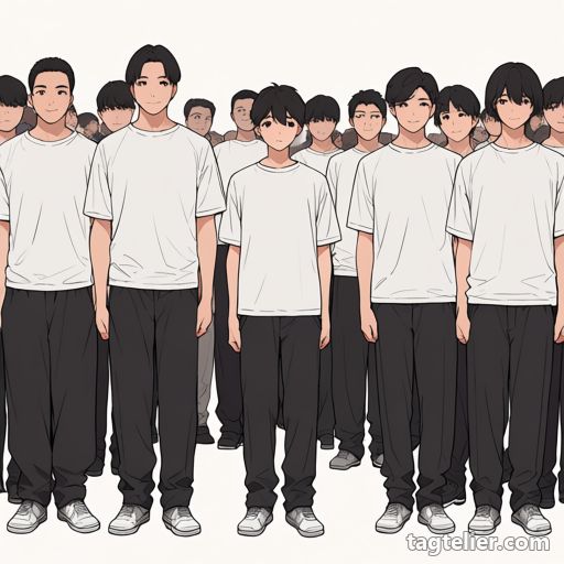 男の子6人以上（6+boys）で生成したAIイラストの見本