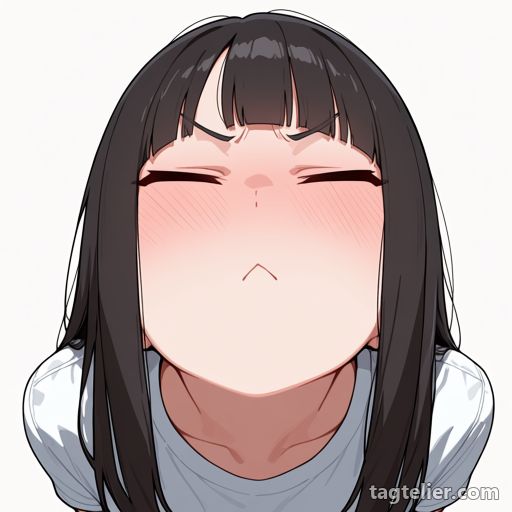 ぎゅっと閉じ目（>_<）で生成したAIイラストの見本