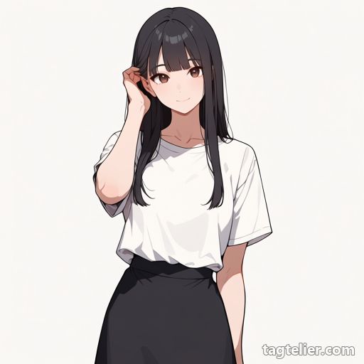 髪を直す（adjusting_hair）で生成したAIイラストの見本