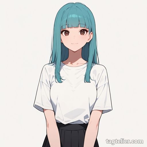 アクア髪（aqua hair）で生成したAIイラストの見本