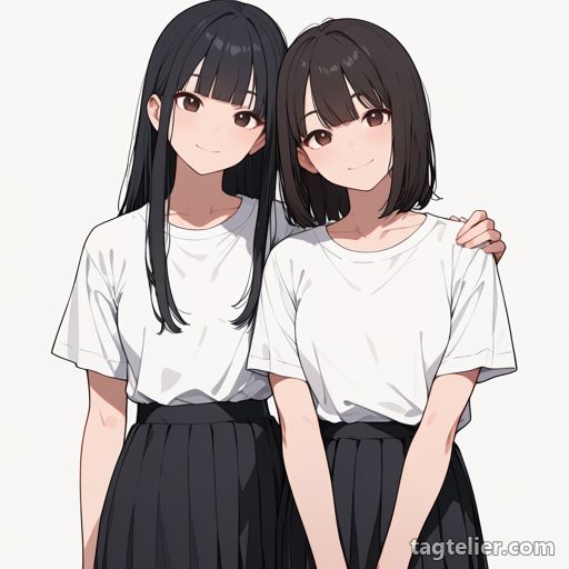 肩に腕を回す（arm around shoulder）で生成したAIイラストの見本