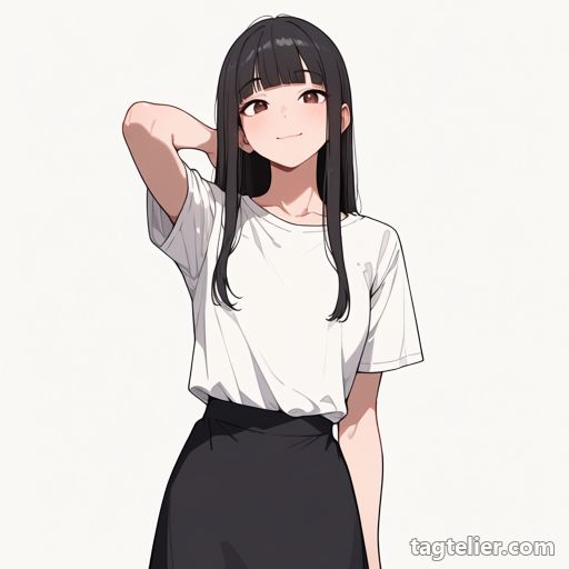 腕を頭の後ろに（arm behind head）で生成したAIイラストの見本