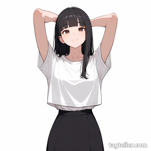 腕を上げる（arms_up）で生成したAIイラストの見本