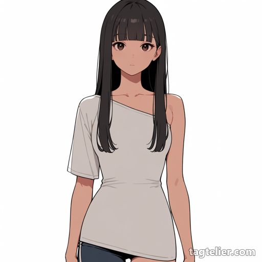 左右非対称の服（asymmetrical_clothes）で生成したAIイラストの見本