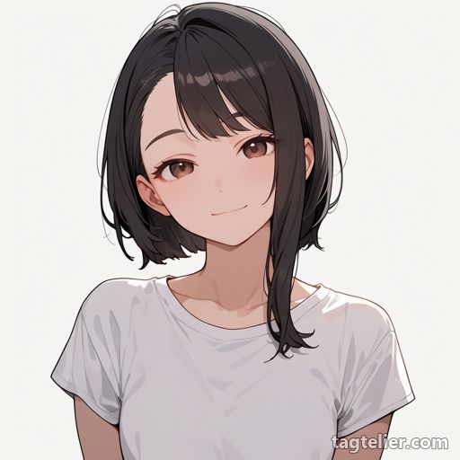 左右非対称の髪（asymmetrical hair）で生成したAIイラストの見本