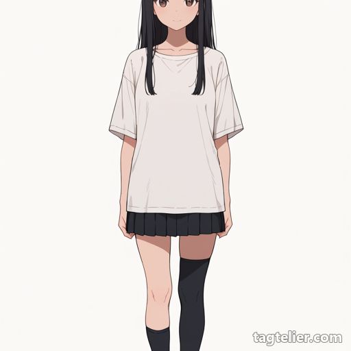 左右非対称のレッグウェア（asymmetrical_legwear）で生成したAIイラストの見本