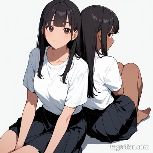 背中合わせ（back-to-back）で生成したAIイラストの見本