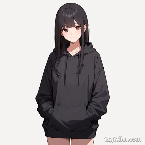 黒パーカー（black_hoodie）で生成したAIイラストの見本