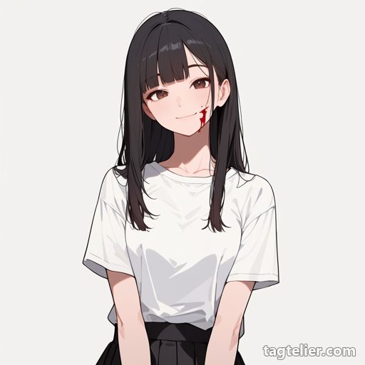 顔に血（blood_on_face）で生成したAIイラストの見本