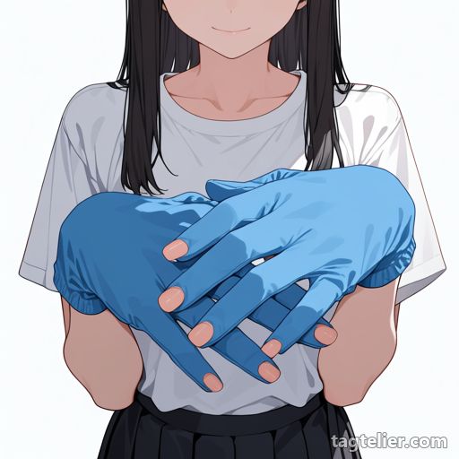 青い手袋（blue_gloves）で生成したAIイラストの見本