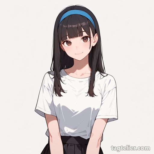 青いヘアバンド（blue_hairband）で生成したAIイラストの見本