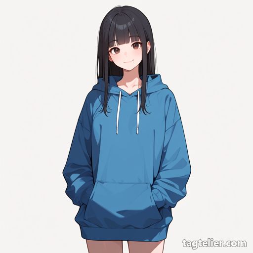青パーカー（blue_hoodie）で生成したAIイラストの見本