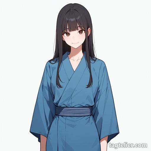 青い着物（blue_kimono）で生成したAIイラストの見本