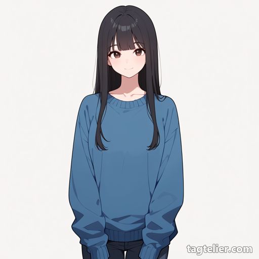 青いセーター（blue_sweater）で生成したAIイラストの見本