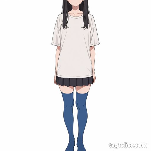 青いニーソックス（blue_thighhighs）で生成したAIイラストの見本