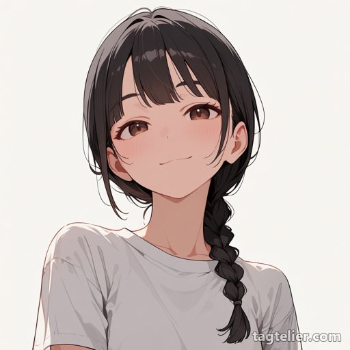 編み込みポニーテール（braided ponytail）で生成したAIイラストの見本