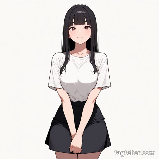 寄せて潰した胸（breasts_squeezed_together）で生成したAIイラストの見本