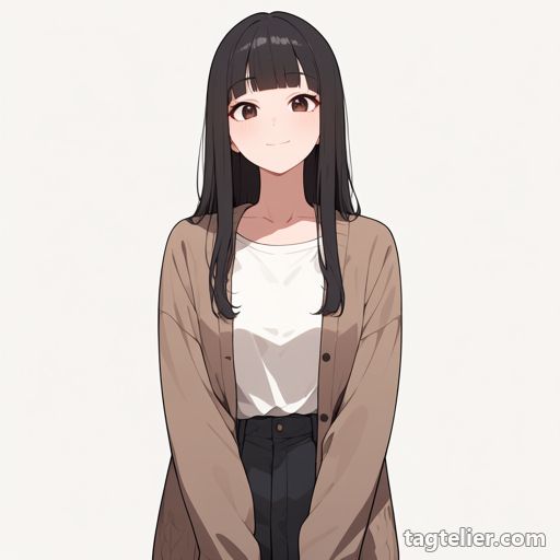 茶色のカーディガン（brown_cardigan）で生成したAIイラストの見本