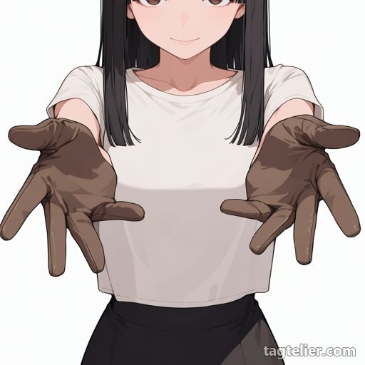 茶色の手袋（brown_gloves）で生成したAIイラストの見本