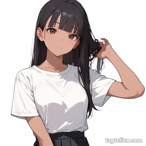 髪をとかす（brushing_hair）で生成したAIイラストの見本