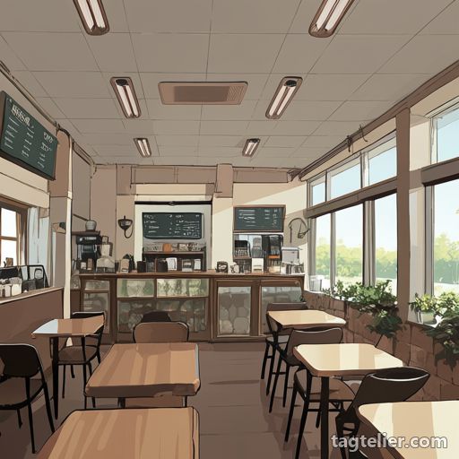 カフェ（cafe）で生成したAIイラストの見本