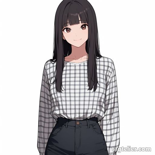 市松柄の服（checkered_clothes）で生成したAIイラストの見本