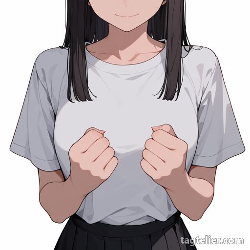 握った手（clenched_hands）で生成したAIイラストの見本