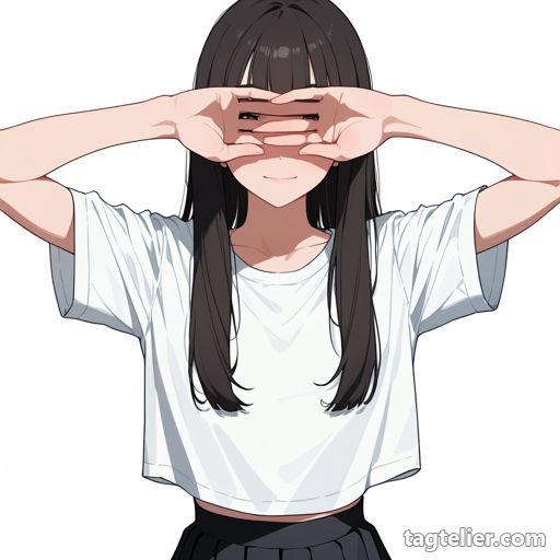 目を覆う（covering_own_eyes）で生成したAIイラストの見本