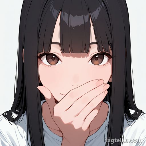 口を隠す（covering_own_mouth）で生成したAIイラストの見本