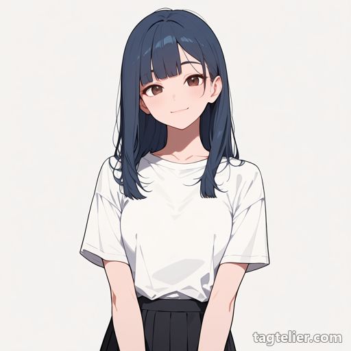 濃い青の髪（dark blue hair）で生成したAIイラストの見本