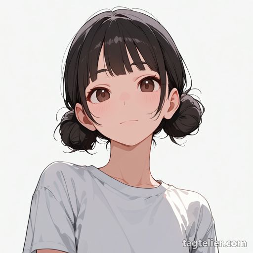 ツインお団子（double bun）で生成したAIイラストの見本