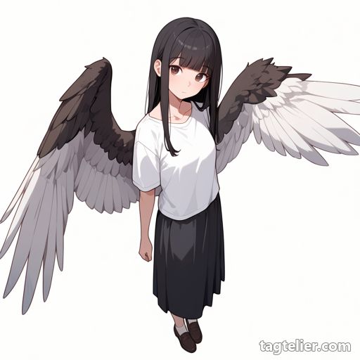 羽の翼（feathered_wings）で生成したAIイラストの見本