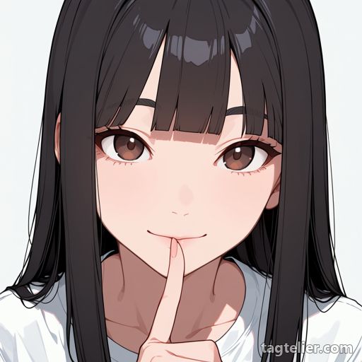 指を口に（finger to mouth）で生成したAIイラストの見本