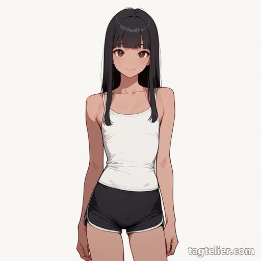 貧乳（flat chest）で生成したAIイラストの見本