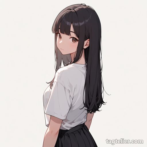 後ろから（from behind）で生成したAIイラストの見本