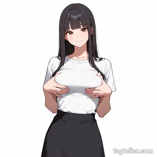 自分の胸を掴む（grabbing_own_breast）で生成したAIイラストの見本