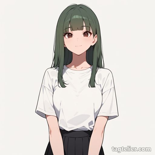緑髪（green hair）で生成したAIイラストの見本