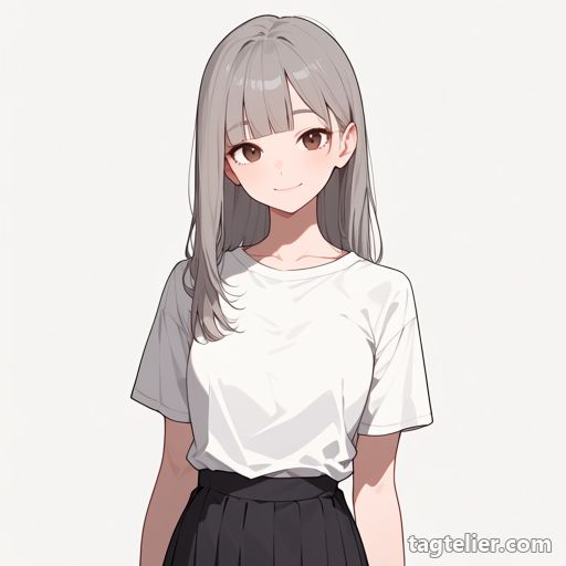 グレー髪（grey hair）で生成したAIイラストの見本