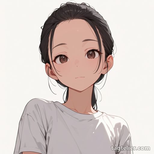 後ろにまとめた髪（hair pulled back）で生成したAIイラストの見本