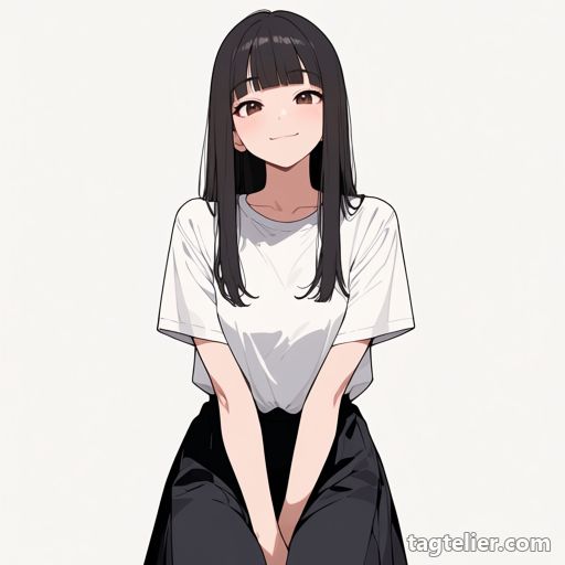 脚の間に手（hand between legs）で生成したAIイラストの見本