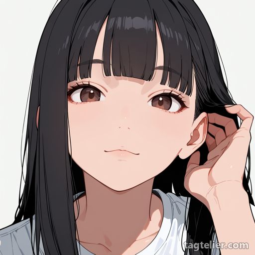 自分の髪に手（hand_in_own_hair）で生成したAIイラストの見本