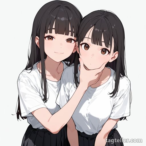 相手の頬に手（hand on another's cheek）で生成したAIイラストの見本