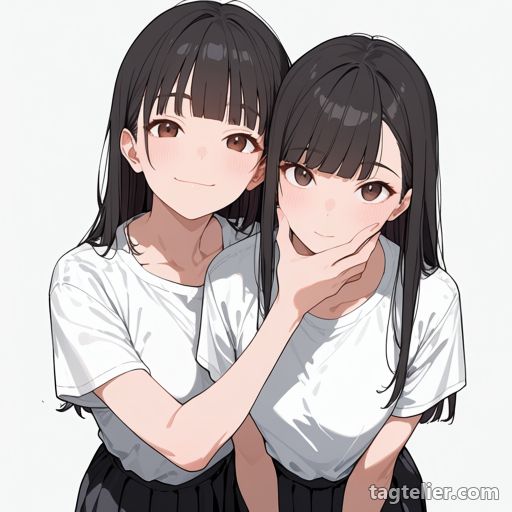 他人の顔に手（hand_on_another's_face）で生成したAIイラストの見本