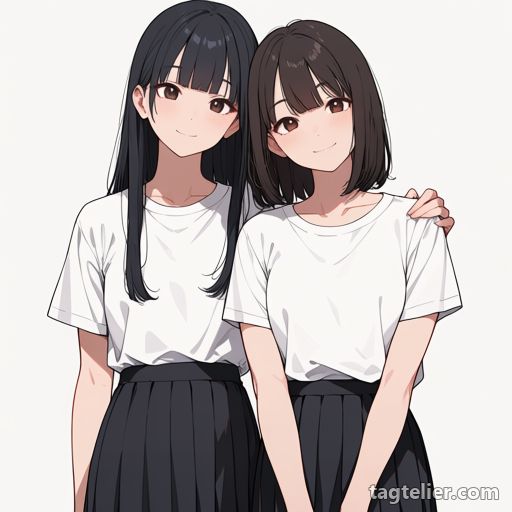 他人の肩に手（hand_on_another's_shoulder）で生成したAIイラストの見本