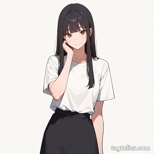 自分の顔に手（hand_on_own_face）で生成したAIイラストの見本