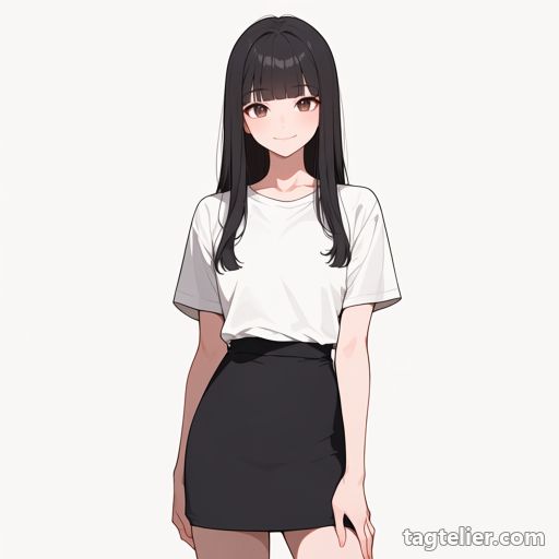 自分の太ももに手（hand_on_own_thigh）で生成したAIイラストの見本