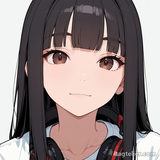 首にかけたヘッドホン（headphones_around_neck）で生成したAIイラストの見本
